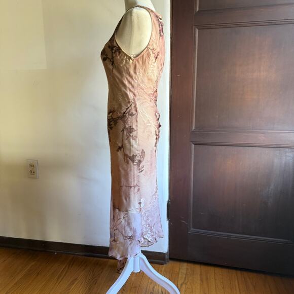 ALEXIA ADMOR | Y2K Style Burnout Silk Asymmetrical hem Mermaid Midi Dress Small - Picture 3 of 7